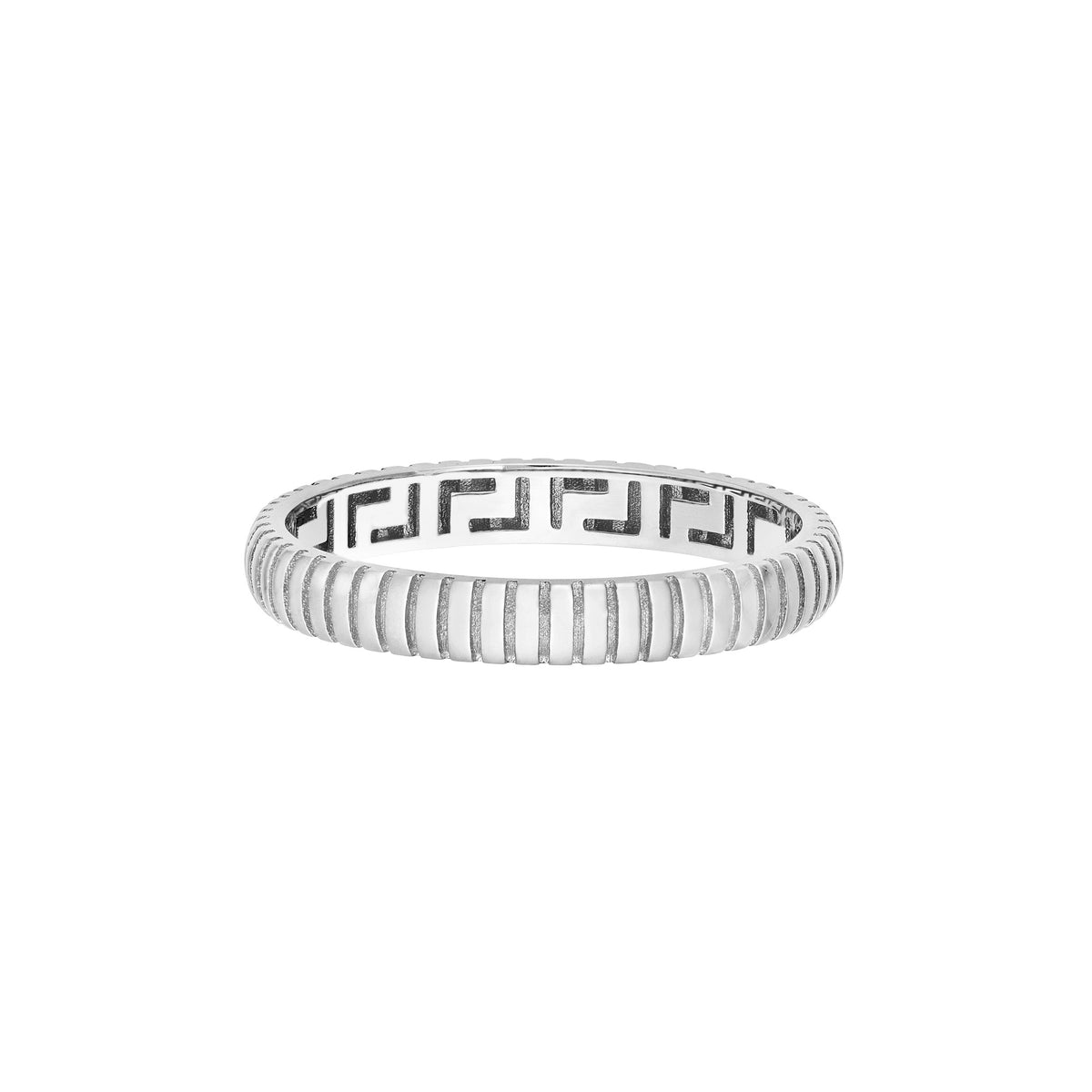 14K White Gold Diamond-Cut Line Band