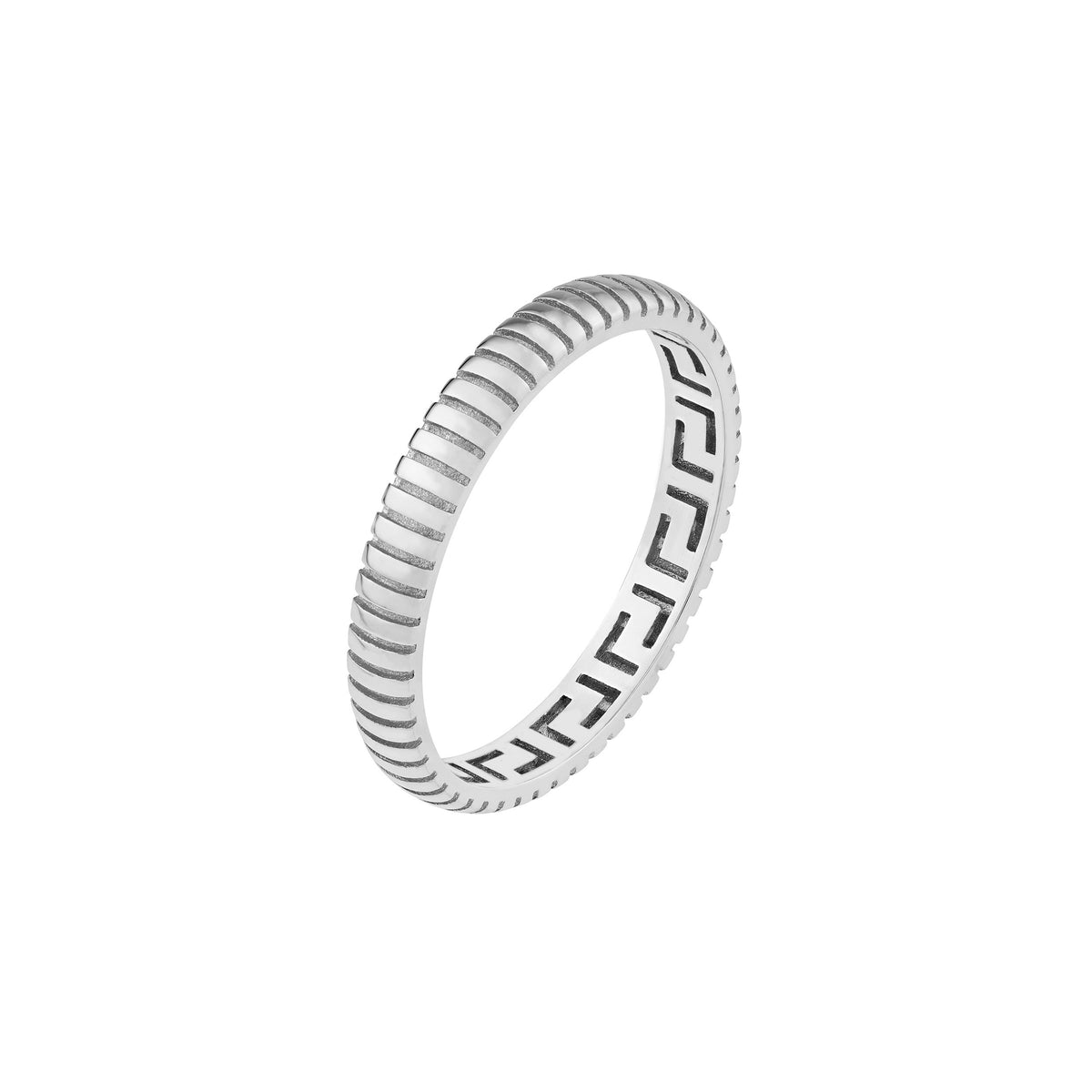 14K White Gold Diamond-Cut Line Band