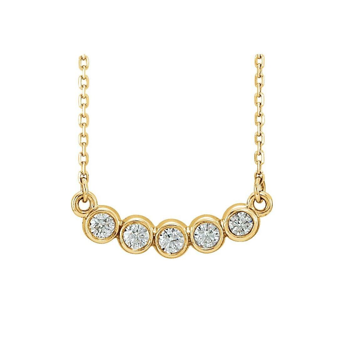 14K Yellow Gold Bezel-Set Round Diamond Necklace