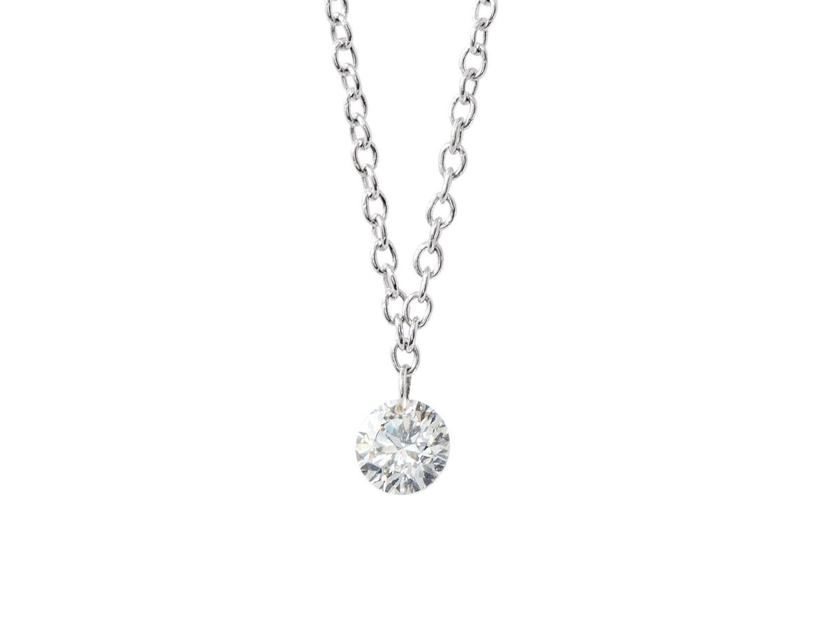 14K White Gold Petite Drilled Diamond Necklace