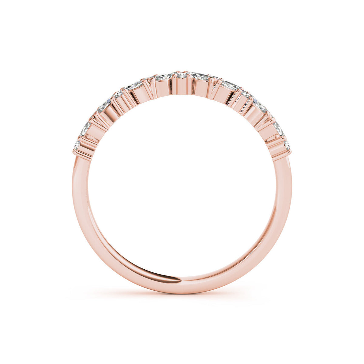 14K Rose Gold Marquise and Round Partial Diamond Band